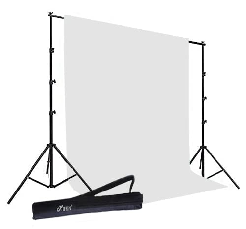 Photography Accessories Backdrop Photo Light Studio Muslin Background Stand Backdrop Support System Kit (Stand with Curtain, White)