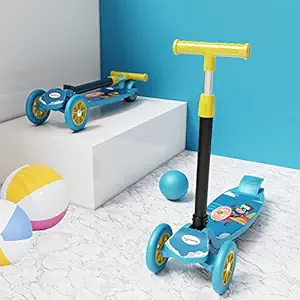 Lifelong Kick Scooter with Adjustable Height|Foldable Scooter|Skate Scooter for Kids with PVC Wheel|Age Upto 3+ Years- Max User weight-50 kg, Blue & Yellow, 6 Months Warranty, LLKS01