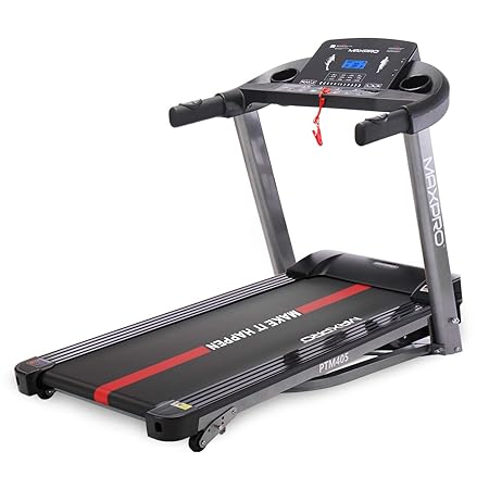 MAXPRO PTM405 2HP(4 HP Peak) Folding Treadmill, Electric Motorized Power Fitness Running Machine with LCD Display and Mobile Phone Holder Perfect for Home Use “DIY Installation with Video call assistance”